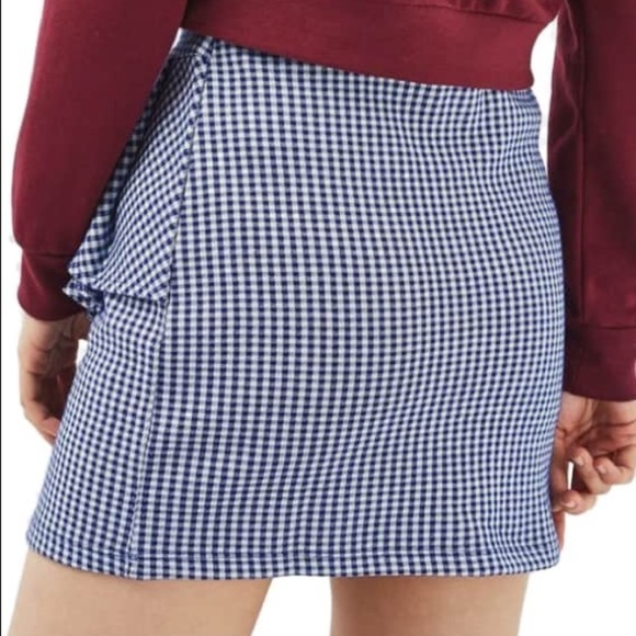 Host Pick NWT Blue Plaid Gingham Ruffle Mini Skirt - Picture 4 of 7